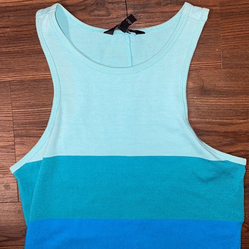Express Blue Ombre Striped Midi Dress Sleeveless Colorblock Bodycon NWT SIZE S - Picture 2 of 5